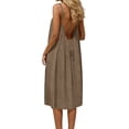 thumbnail image 2 of QUNYINEY Midi Sundresses for Women Casual Beach Vacation Sleeveless Summer Solid House Dresses Loose Fit Backless Crew Neck Dresses, 2 of 7
