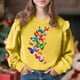 thumbnail image 1 of Vestido de verano para niña con estampado de flores de Pascua, manga corta, bolsillos con volantes y cuello redondo, top de poliéster, 1 of 5