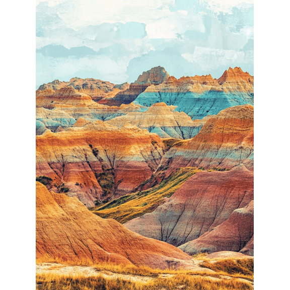 Colorful Badlands Canvas Wall Art， Perfect for Living Room，Office， Dinning Room and Gallery Wall Decor.