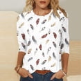 thumbnail image 3 of JTZGDY Western Shirts for Women Plus Size Vintage Ethnic Floral Print Summer 3/4 Lenght Sleeve Crewneck Graphic Tunic Tees Loose Oversized Casual Dressy Blouses White#02 XXXXL, 3 of 6