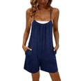 thumbnail image 2 of Bloomae Summer Casual Rompers for Women Loose Comfy Wide Leg Short Jumpsuits Sleeveless Spaghetti Strap One Piece Beach Jumpers With Pockets, 2 of 6