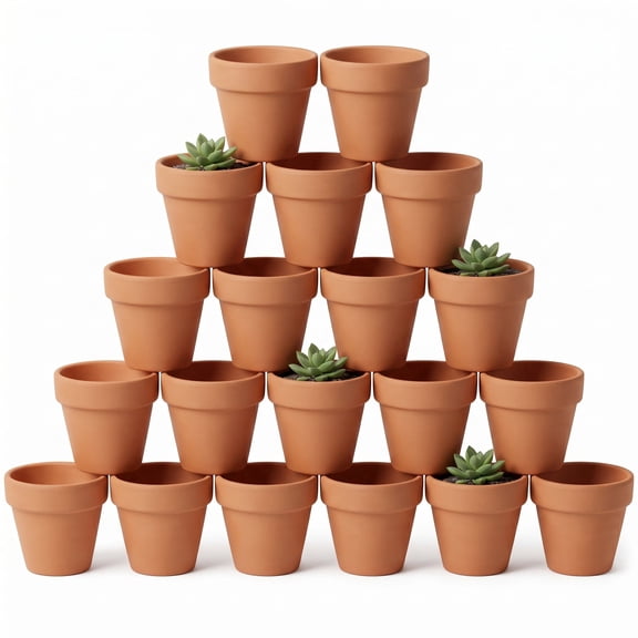 Terracotta Plant Pots, 20 Pack, 3 inch Clay Pots with Drainage Holes
