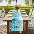 thumbnail image 4 of Teal Blue Corals Table Runner, Summer Modern Coastal Ocean Sea Washable Cotton Linen Table Runners 72 Inches Long, Dresser Scarf Runner for Dining/Coffee/TV Stands/Kitchen/Cabinets 16''x72'', 4 of 9