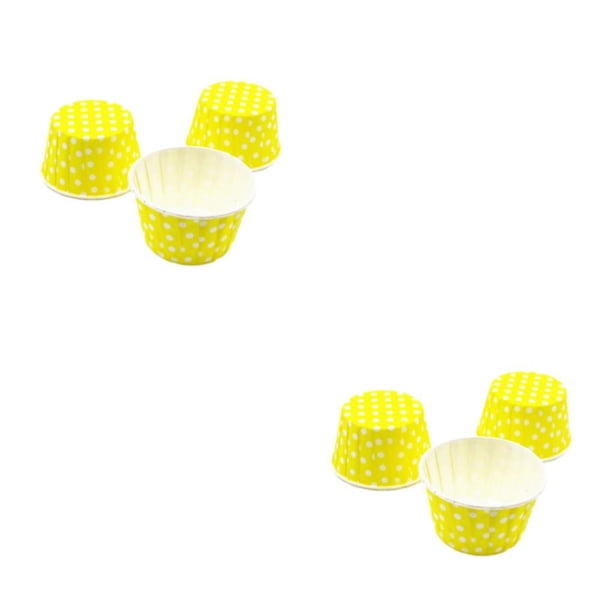 Bewildely 50 Uds. De vasos para helado, cuencos de papel para postres, yogur congelado, bandeja para hornear pasteles gruesos, estuche, Punto/Amarillo 2Conjunto