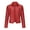 Red, variant on Women's Solid Color Short Spiked Leather Jacket Open Front Buttoned Leather Jacket Lightweight Shirt Shacket Jacket White S