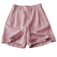 thumbnail image 2 of SwiftWear Women's Cotton Shorts High Waisted Elastic Waist Button Front Wide Leg Shorts with Liner Casual Fashion Summer Shorts, 2 of 5