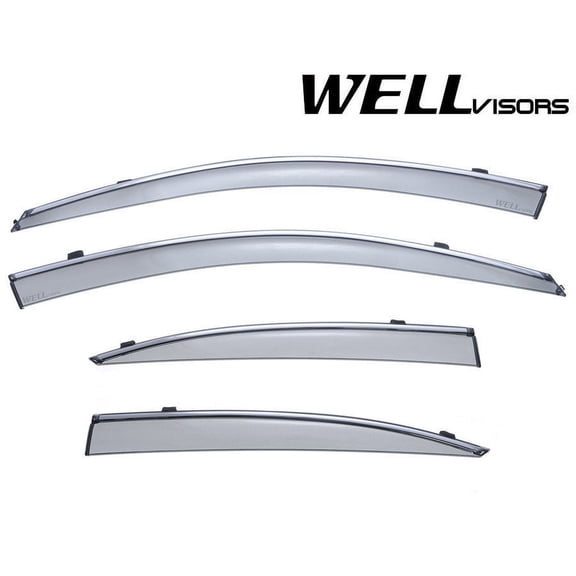 Wellvisors Side Window Visors Deflectors Rain Guards With Chrome Trim for 2006-2012 Lexus IS250 / IS350 / IS-F Sedan 3-847LX011