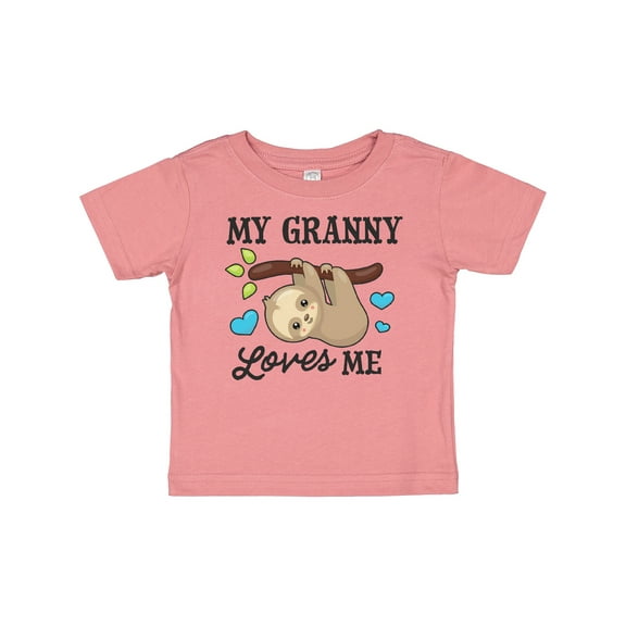 Inktastic My Granny Loves Me with Sloth and Hearts Boys or Girls Baby T-Shirt
