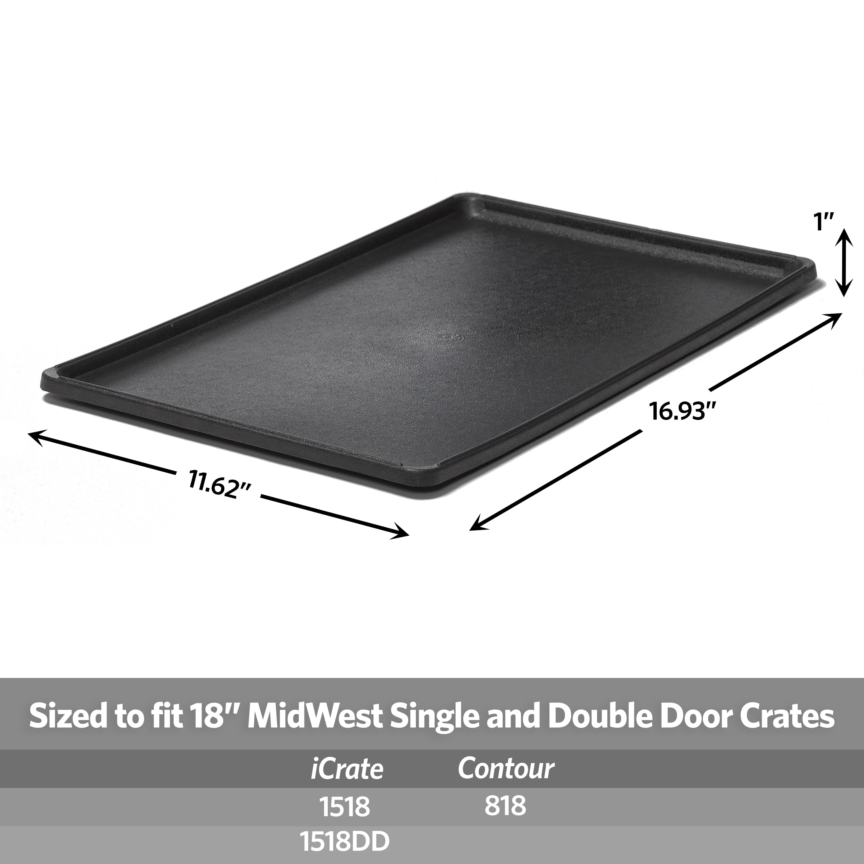 MidWest Homes for Pets 18-Inch Replacement Pan, Measures 16.93 x 11.62 x 1 Inches, Universal Leak-Proof Tray for Dog Crates & Multi-Purpose Use, Fits Most Standard 18" Wire Crates