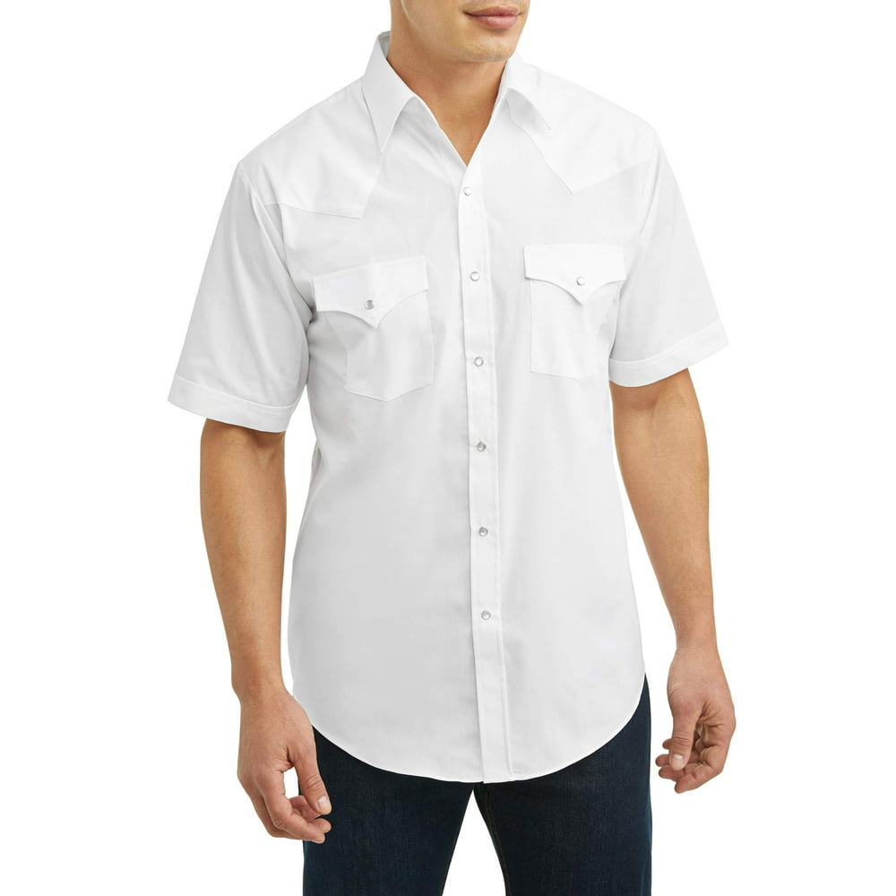 Plains Western Wear - Plains Men's Short Sleeve Solid Western Shirt, up ...