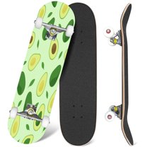 31'' Complete Skateboard 7 Layer Canadian Maple Double Kick Deck Skateboards whole sliced avocado bright green Skate Board for Beginner Adult Gifts