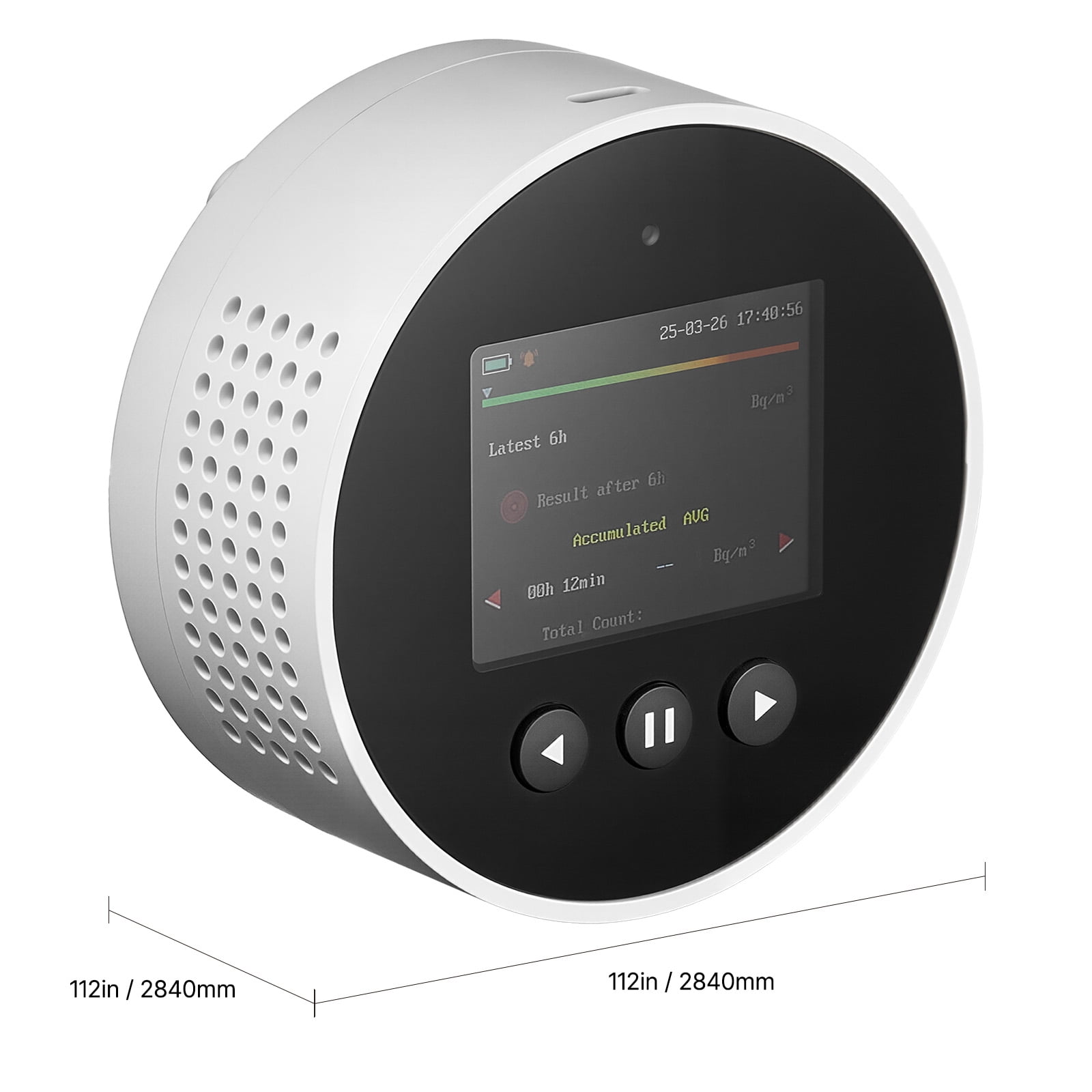 KFFKFF Home Radon Detector, 3.3Bq to 37kBq/m³,  Battery Powered Radon & Air Quality Monitor, Color Screen, Extended Radon Level Tracking, Rechargeable or Wired Option