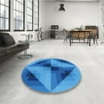 thumbnail image 4 of Ahgly Tapis d'Intérieur Lavable en Machine Carré Transitionnel Bleu, 4 Pieds Carré, 4 of 7