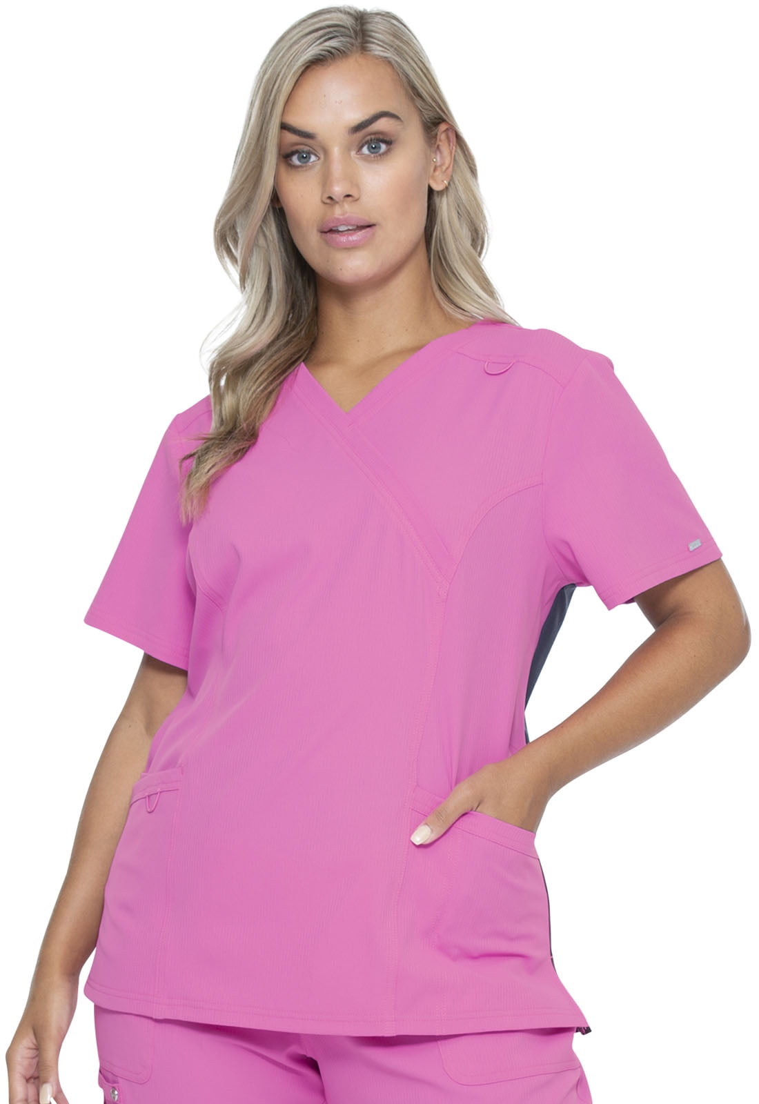 Elle Scrubs Top for Women Mock Wrap EL620, XL, Berry Parfait
