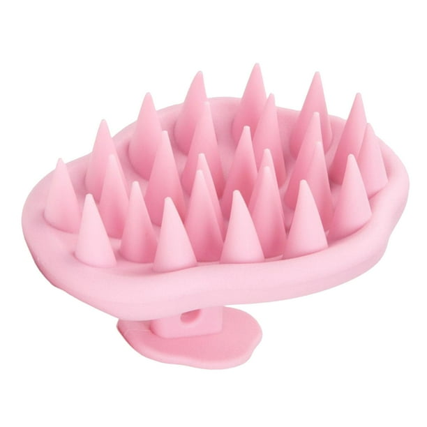 Cepillo de silicona para el cuero cabelludo, limpieza profunda, masaje manual para el cuero cabelludo. Rosa