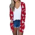 thumbnail image 1 of hirigin Women Christmas Cardigan, Long Sleeve Open Front Graphic Ladies Outwear for Daily Party, 1 of 5