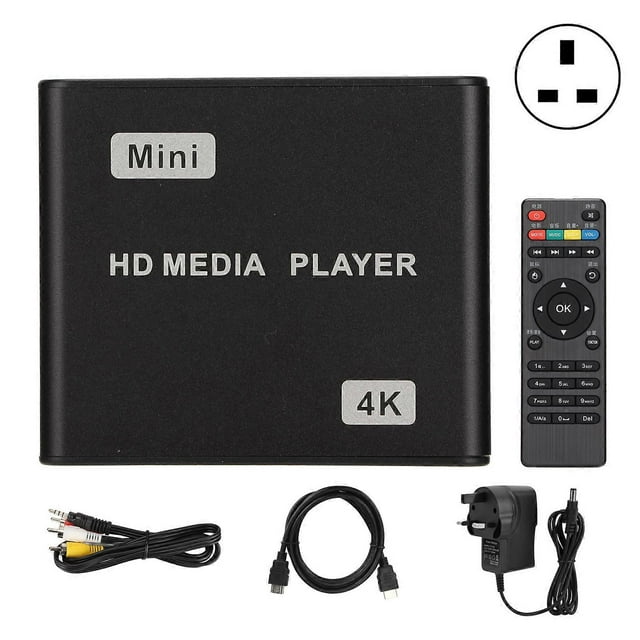4K HD Media Player Mini Streaming Media Player with Remote Control and LED Indicator 100‑240V