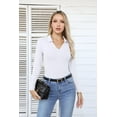 thumbnail image 4 of Vafful Womens Long Sleeve Shirts Polo Tops V Neck Slim Fitted Ribbed S-XL, 4 of 6