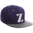 thumbnail image 1 of Daxton Classic Snapback Hat 3D Capital Alphabet Letters Flat Bill Visor Cap, Purple Light Grey Hat White Letter Z, 1 of 3
