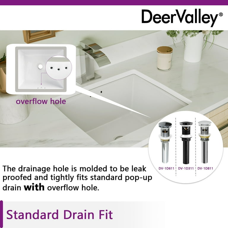 DeerValley DV 1U307 Ceramic Undermount Bathroom Sink 16 inch