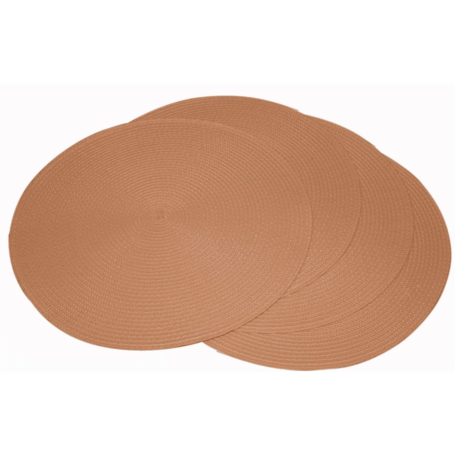 Set of 4 Fine Woven Placemats, Round 15" Diameter, Table Dinner Place Mats (Mocha)