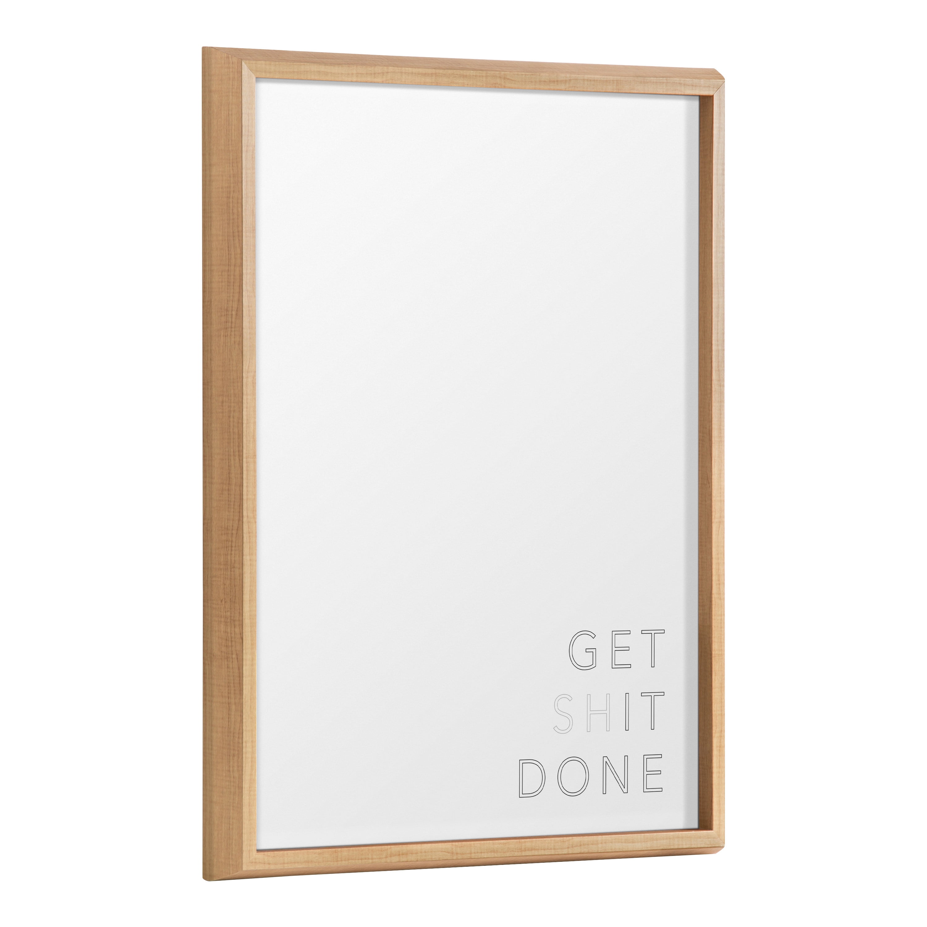 18x24 Natural Kate and Laurel Blake Get It Done Framed Printed Printed Dry-Erase Glass Wall Art by The Creative Bunch Studio Inspirational Art for Wall