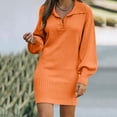 thumbnail image 2 of Womens Sweater Dress Women's Long Sleeve Fashion Solid Medium Length Wool Knitted Sweater Dress Long Sweaters for Women Orange M, 2 of 4