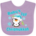 thumbnail image 3 of Inktastic Baby's 1st Chrismukkah with Cute Baby Penguin and Snowflakes Boys or Girls Baby Bib, 3 of 4
