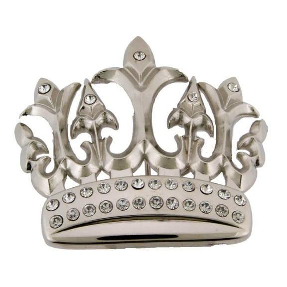 Royal Crown Belt Buckle Rock Rebel Logo Iced New Bling Silver Metal Bride Costume