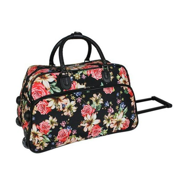 World Traveler 8112022203 21 in. Flower Bloom CarryOn Rolling Duffel Bag