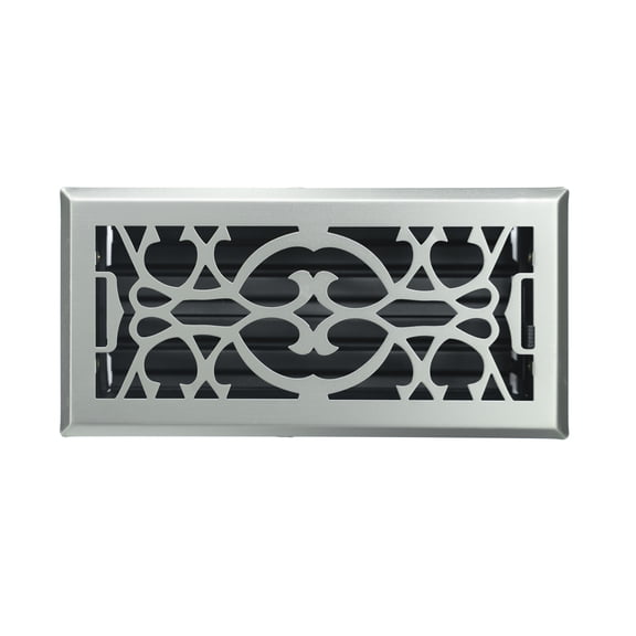 10 in. W x 4 in. H Floor Register in Classic Design and Satin Nickel Finish for Duct Opening of 10 in. W x 4 in. H