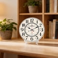 thumbnail image 3 of Hoease 10 Inch Silent Wall Clock, Vintage London Wood Decorative Wall Clock, Battery Operated Non-Ticking Round Clock for Kitchen Living Room British Home Decor, 3 of 10