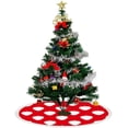 thumbnail image 4 of GZHJMY White Strawberries On Red Christmas Tree Skirt 30" for Indoor Outdoor Holiday Party Office Store Cupboard Decoration, 4 of 5