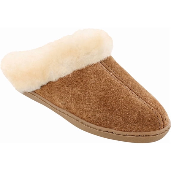 Minnetonka Womens Sheepskin Mule, Tan Suede, Size 6