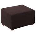 thumbnail image 2 of Flamingo P Stretch Ottoman Slipcover Folding Storage Stool Furniture Protector Soft Rectangle Slipcover with Elastic Bottom Removable Washable (Large, Chocolate Brown), 2 of 4