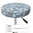 thumbnail image 4 of Xecao's Blue Bathroom Print Stool Covers offer stylish, washable protection for PU round bar stools, perfect for home or commercial use., 4 of 7