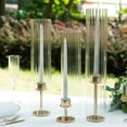 thumbnail image 6 of Efavormart Set of 3 Clear Ribbed Candelabra Candle Holder Glass Shades, Open Ends Pillar Hurricane Candle Shades - 15",17",19", 6 of 10