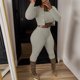 thumbnail image 2 of Gibobby Set Pants y Sudadera Mujer Suéter de punto de color sólido para mujer, cárdigan sexy ajustado, traje pantalón de tres piezas(Gris,G), 2 of 5