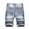thumbnail image 5 of Denim Shorts Men Zipper Elastic Slim Casual Denim Shorts Play Wrap Ripped Mid-length Pants Light Blue1 Cargo Pocket Pants for Men, 5 of 6