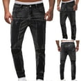 thumbnail image 2 of Tuphregyow Men Slim Stretch Jeans Solid Fashion Comfort Waist Pants Elastic Trendy Straight Leg Skinny Jeans Black L, 2 of 8