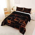 thumbnail image 2 of Manfei Abstract Neon Square Full Size Comforter Sets, Geometric Line Bedding Comforter Set, Orange and Black, Black Reversible 3pcs, 1 Comforter and 2 Pillowcases, 2 of 6