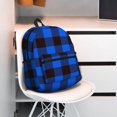 thumbnail image 3 of Wukai Buffalo Plaid Blue Black Versatile Backpack:Spacious,Organized,Comfortable,Ideal for Travel and Everyday Use with Multiple Pockets and Padded Straps, 3 of 8