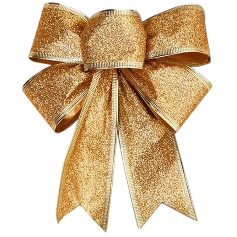 60PCS Christmas Tree Decoration Bows Ribbon Gold 25 X 21cm Xmas Ornaments
