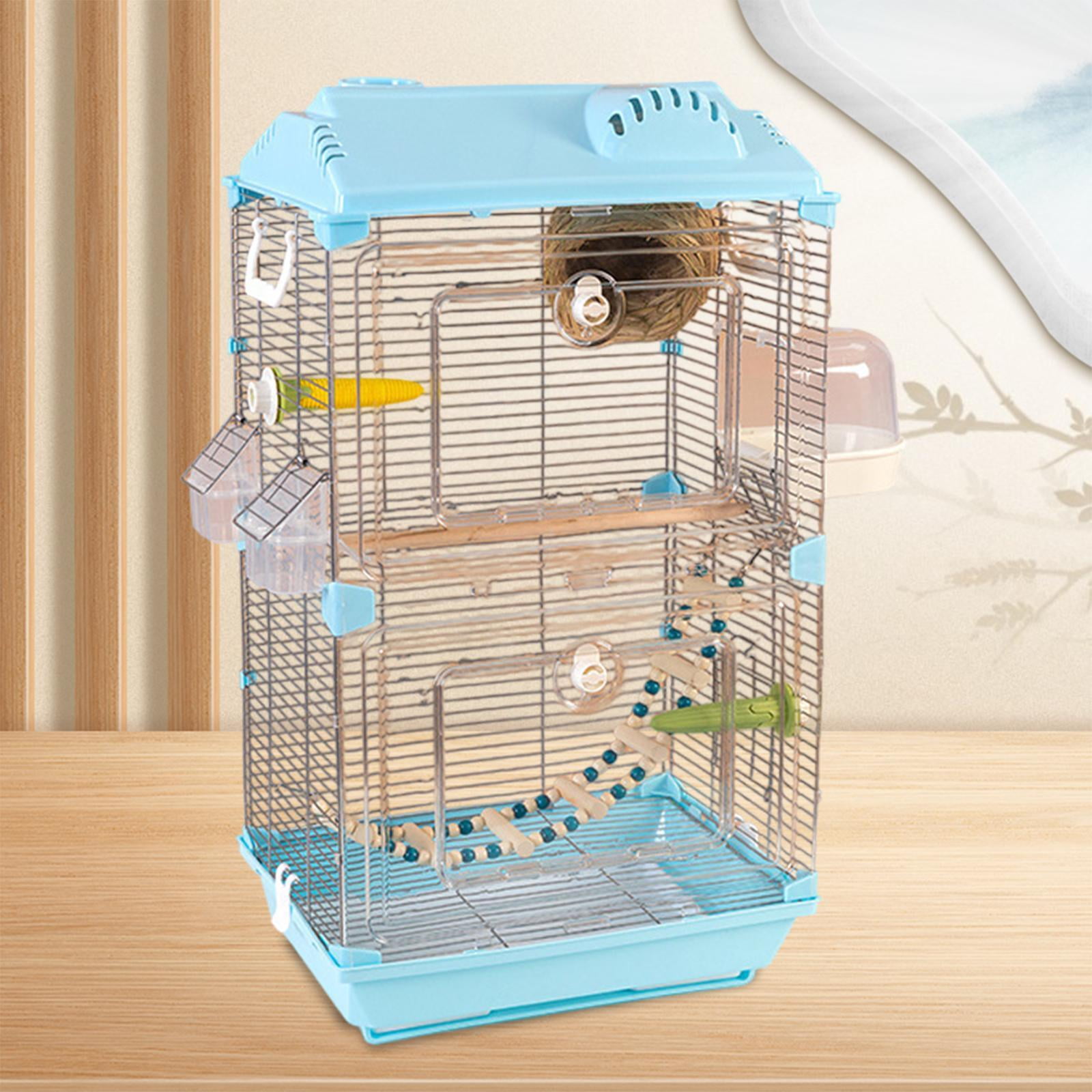 Serenable Bird Cage Birdcage Breathable Transparent Acrylic Home Decor with Stand Accessories Parrot Cage for Lovebirds Small Pet Birds blue