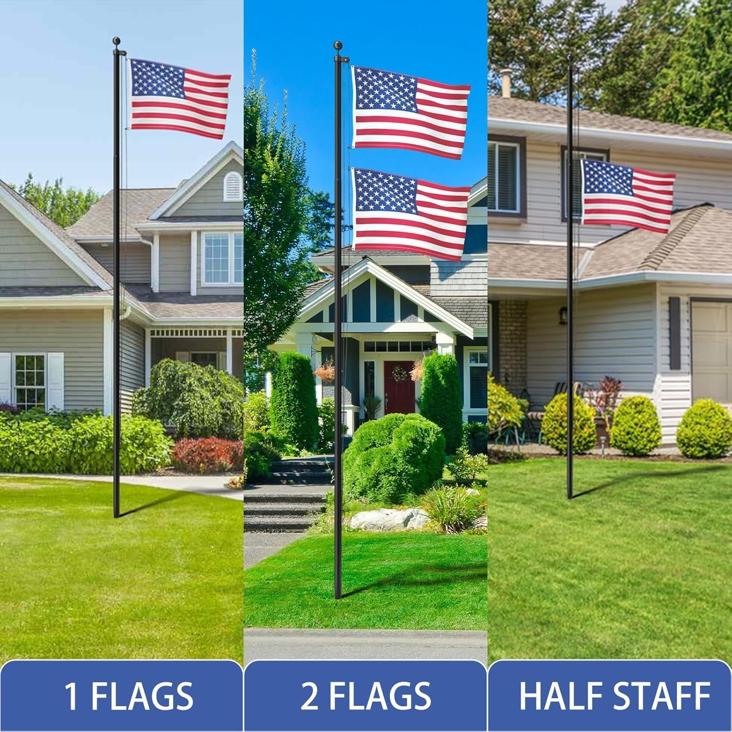 Heavy Duty Flag Pole - 20 FT 12 Gauge Extra Thick Aluminum Flagpole Kit for Outside House In Ground - 100MPH Wind Tested