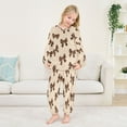 thumbnail image 5 of Fluffy Pajamas Set Fuzzy Winter Warm Pj Sets Pullover Tops and Long Pants Cute Brown Bow X-Small, 5 of 8