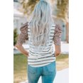 thumbnail image 1 of ABPHQTO Camiseta de mujer a rayas con mangas volantes y leopardo, 1 of 5