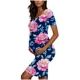 thumbnail image 6 of OGLCCG Women's Short Sleeve Maternity Dress Floral Printed Side Ruched Pregnancy Clothes for Baby Shower Casual Daily Wear Bodycon Dress, 6 of 6