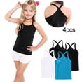thumbnail image 2 of Afuyipoi 4 Pack Tank Tops for Girls Size 10-12,Lightweight Cotton Sleeveless Comfortable Y-Back Summer Cami Blue, 2 of 6