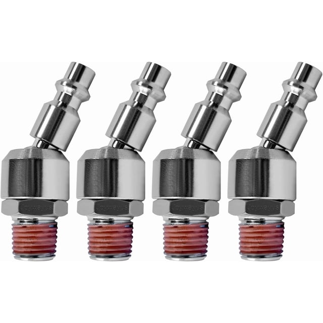 4 Piece 1/4 Inch NPT Male Thread Air Plug Industrial Swivel Coupler Chrome Steel